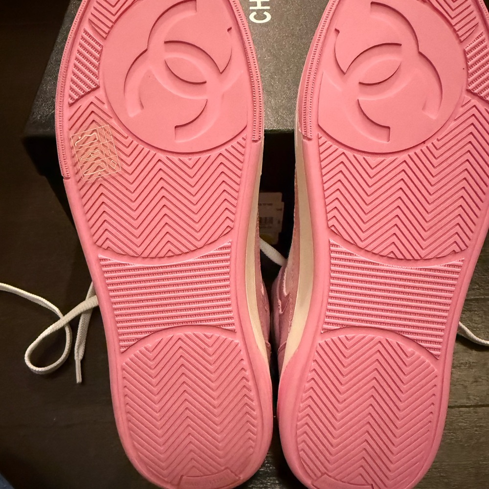 BNIB Pink and White Chanel 24C High-Top Sneakers - Picture 3 of 5